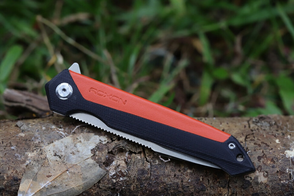 Нож складной RoXoN K3 (Сталь_D2 ЧерныйG10+Рыжая_Кожа)